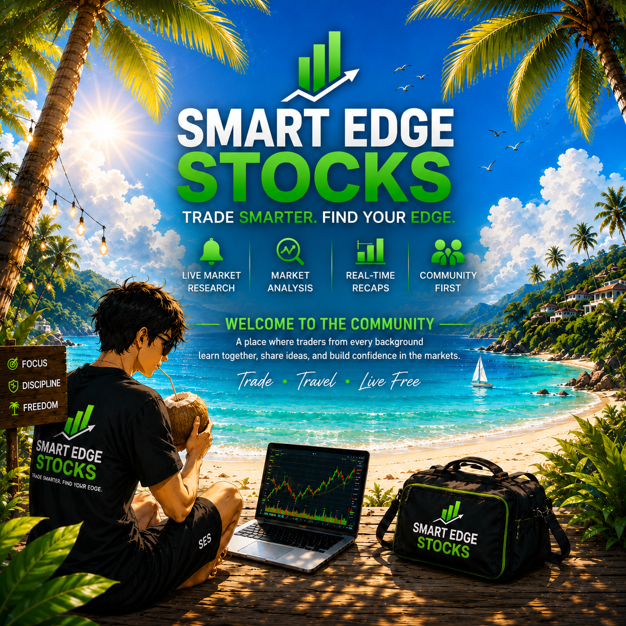 Smart Edge Stocks anime beach logo